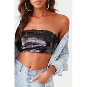 Forever 21 Glitter Bandeau Sequin Cropped Tube‎ Top